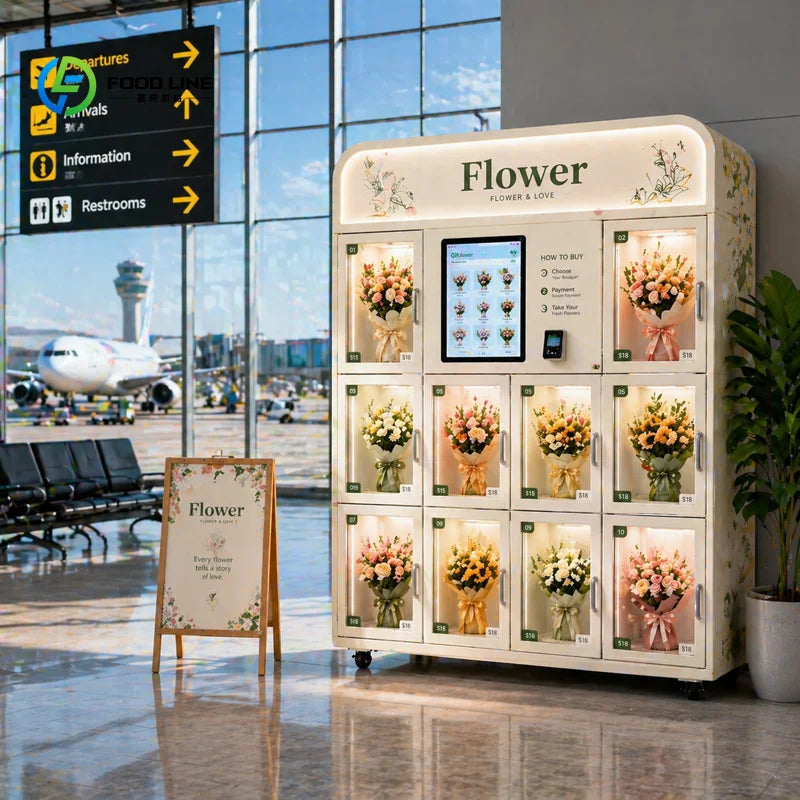 Customized Automatic Self Service Innovative Vending Machine Elegant Design Fresh Flower Vending Machine With Cooler