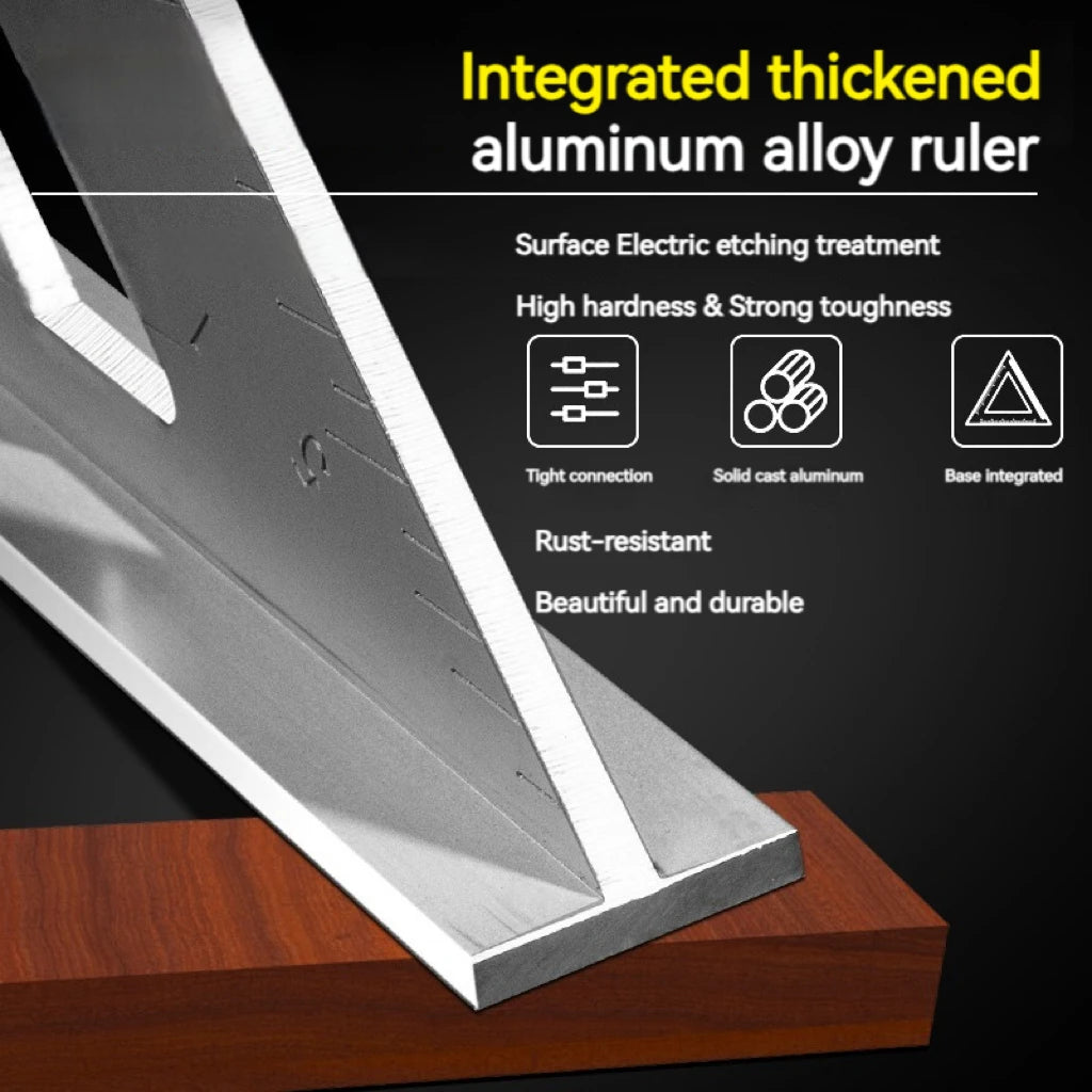 1pcs Triangle Angle Ruler Metric Aluminum Alloy Angle Protractor Triangular Measuring Ruler Woodwork Speed Square Triangle