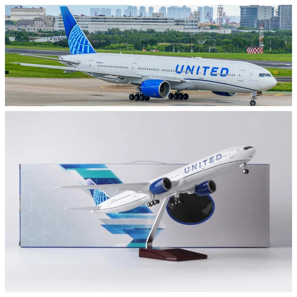 1/157 Scale model planes 777 B777 UNITED Airlines Aircraft  W Light and Wheel Landing Gear Resin Collected Gift By Aviation