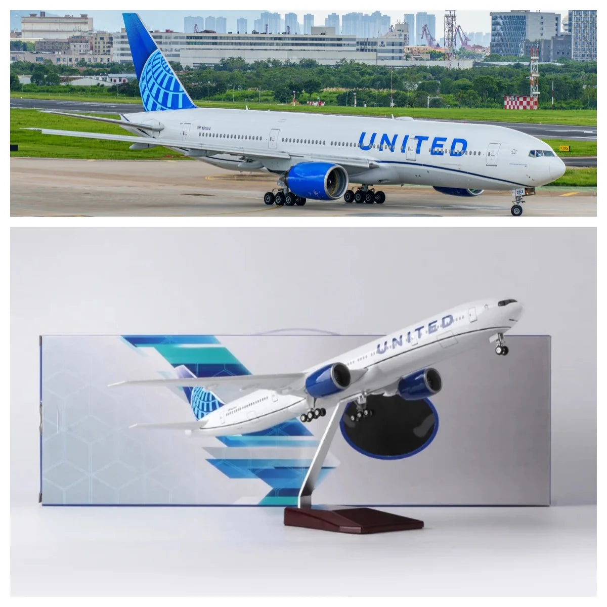 1/157 Scale model planes 777 B777 UNITED Airlines Aircraft  W Light and Wheel Landing Gear Resin Collected Gift By Aviation