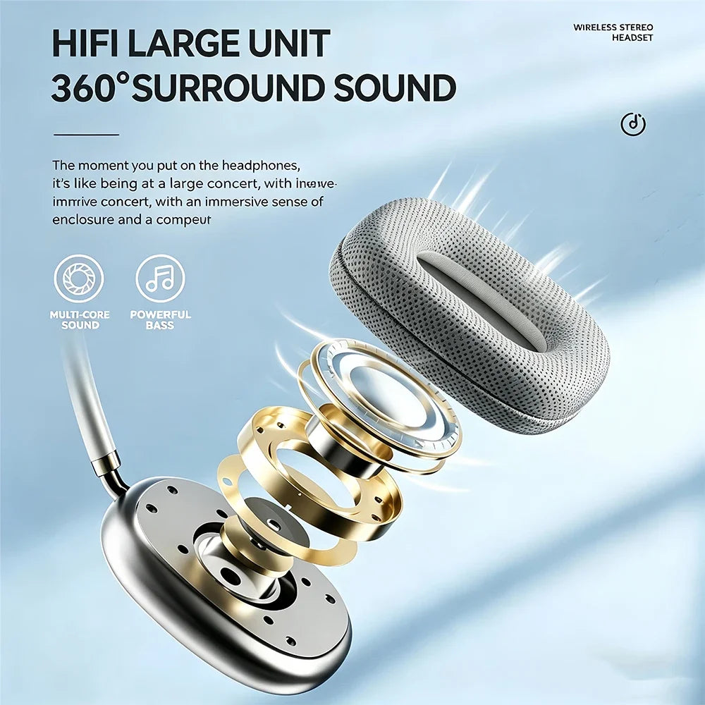 KEBIDUMEI Bluetooth 5.3 Headphones with LCD Screen Noise Cancellation Wireless Headsets with FM Radio 3.5mm Over Ear Earphones