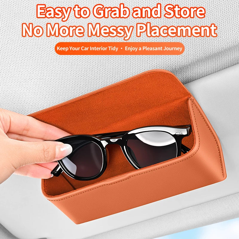 Car Sun Visor Glasses Holder Leather Multi-functional Storage Case Auto Sunglasses Holder Car Storage Box Interior Accessories