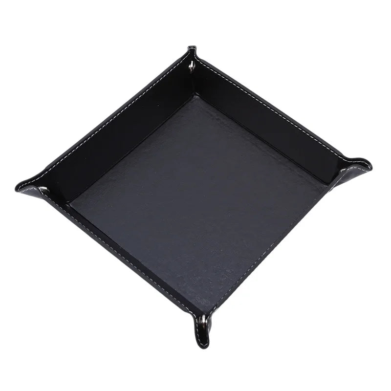 Rolling Folding Hexagon Dice Game Storage Tray PU Leather&Velvet Mat Holder Double Sided Thick Office Supplies Storage Tools