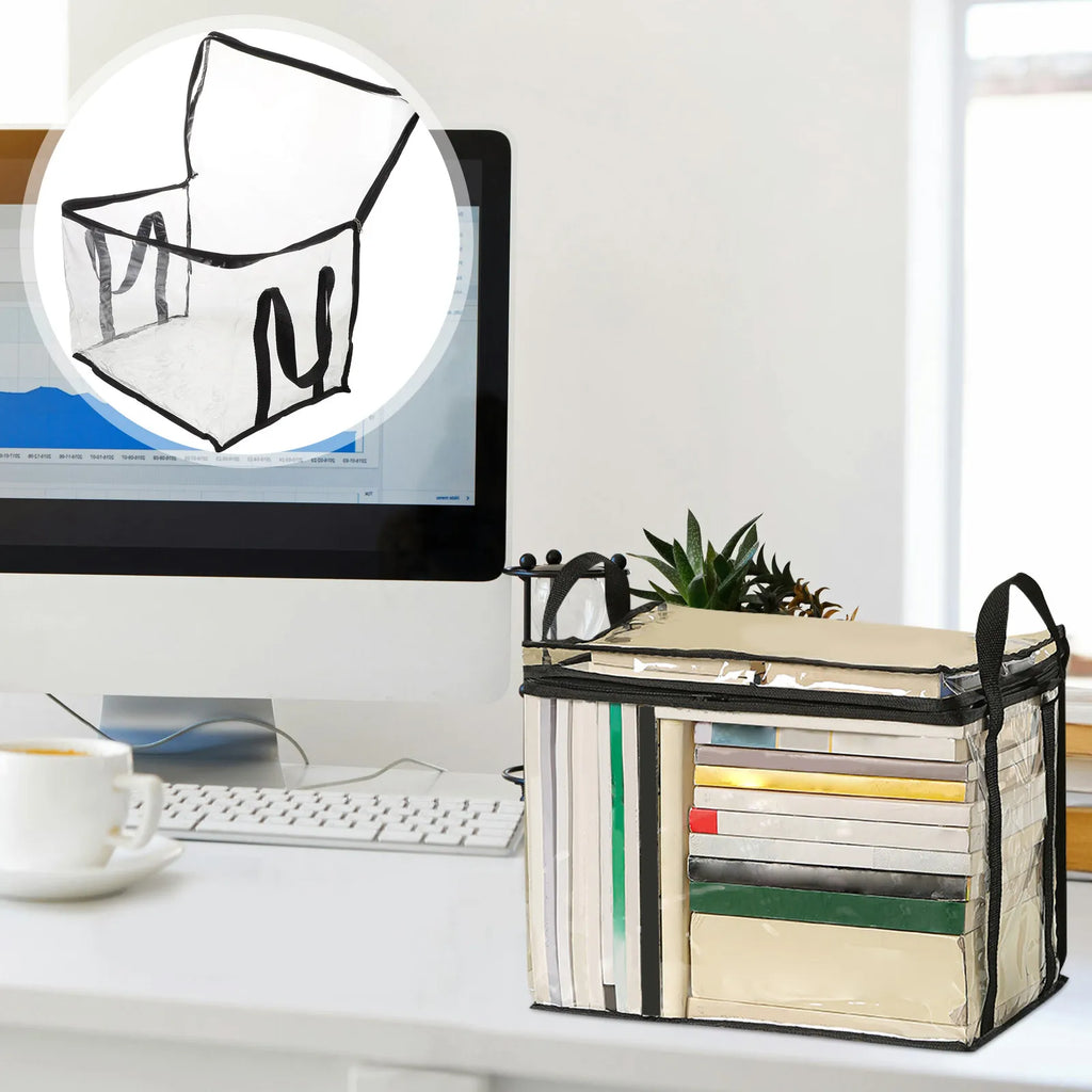 Foldable Transparent Storage Box Portable Student Book Cube Large Capacity Waterproof Clear Organizer Container