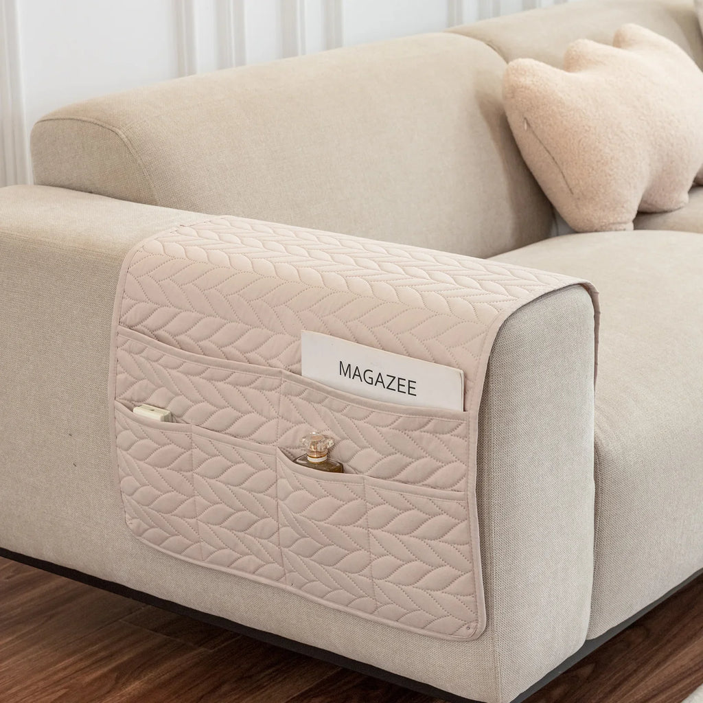 New Sofa Hand Towel with Storage Pocket Magazine Remote Control Sofa Recliner Armrest Clutter Management Bag