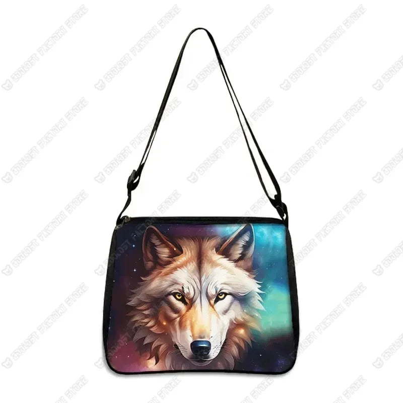 Howling Wolf Under The Moonlight Handbags Baby Wolf Messenger Bag Cool Howling Wolf Shoulder Bag Crossbody Bag Phone Holder