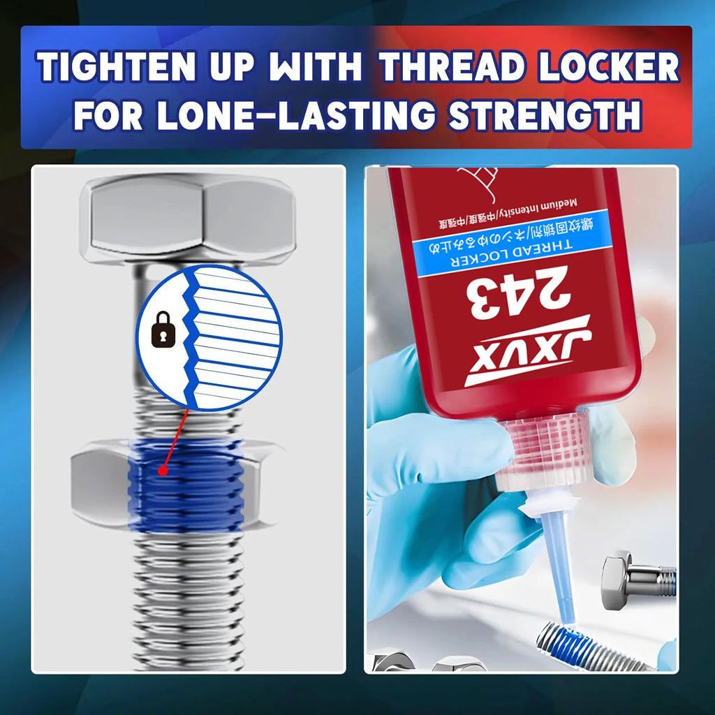 243 Blue Threadlocker Adhesive (Equivalent to Loctite) Anti-vibration and Anti-loosening Adhesive For Metal Threaded Assemblies High Temperature and Oil Resistant 50ml