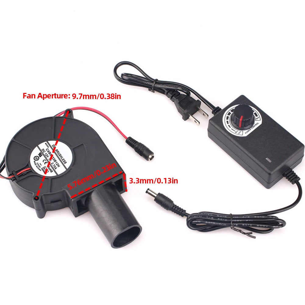 DC12V BBQ Blower 6000RPM 15W BBQ Fans with Variable Speed Controller&Outlet Charcoal Chimney Starter for Picnic Cooking Barbecue
