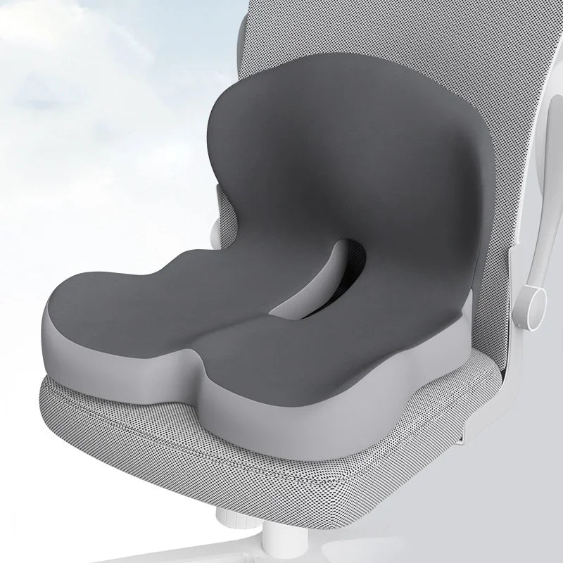 Integrated Memory Foam Seat Back Cushion Ergonomic Butt & Lumbar Support Pillow Washable Cover for Office Chair Car Long Sitting