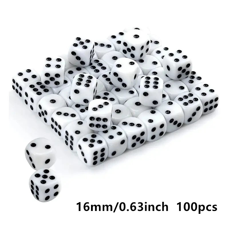 100Pcs/Lot 14/16mm Drinking Dice Acrylic Black Round Corner Hexahedron Dice Club Party Table Playing Games RPG Dice Set
