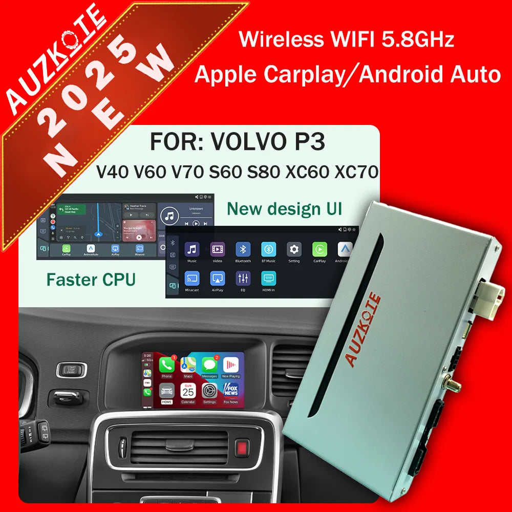 Wireless Apple Carplay Android Auto Module Car AI Box For Volvo XC60 XC70 S60 S80 V60 V70 V40 With Touchscreen Extension