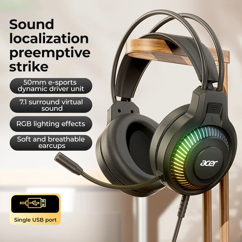 RGB Cool Lighting Wired Earphones Low Latency Headphones with Mic Breathable Comfortable Earbuds Surround Sound Effects for Game