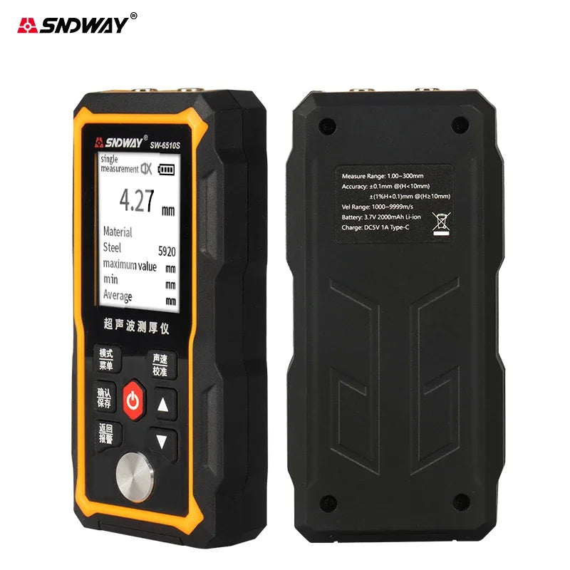 SNDWAY SW-6510S Ultrasonic Thickness Gauge For Metal Steel Plate Stainless Steel Pipe Plastic Glass Ceramic Tester