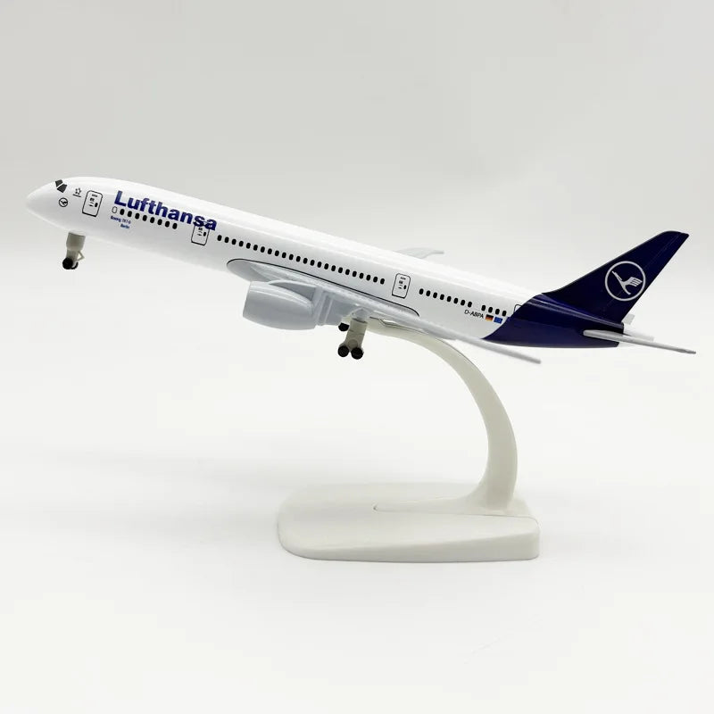 20cm Lufthansa Model Plane B787 Metal Replica Model Plane Aviation Simulation Scale Aircraft Collection Toys Boys Kids