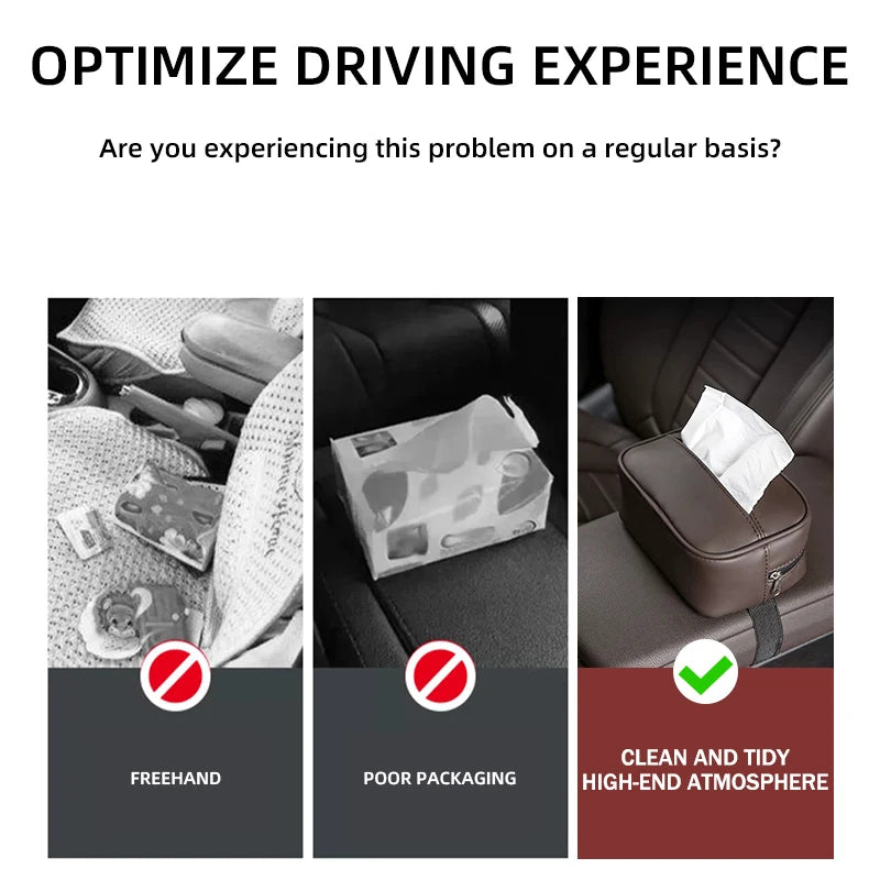 Universal Car Tissue Box Leather Auto Seat Back Tissue Dispenser For MG 6 3 5 7 TF ZR ZS HS GS GT Hector RX5 RX8 350 550