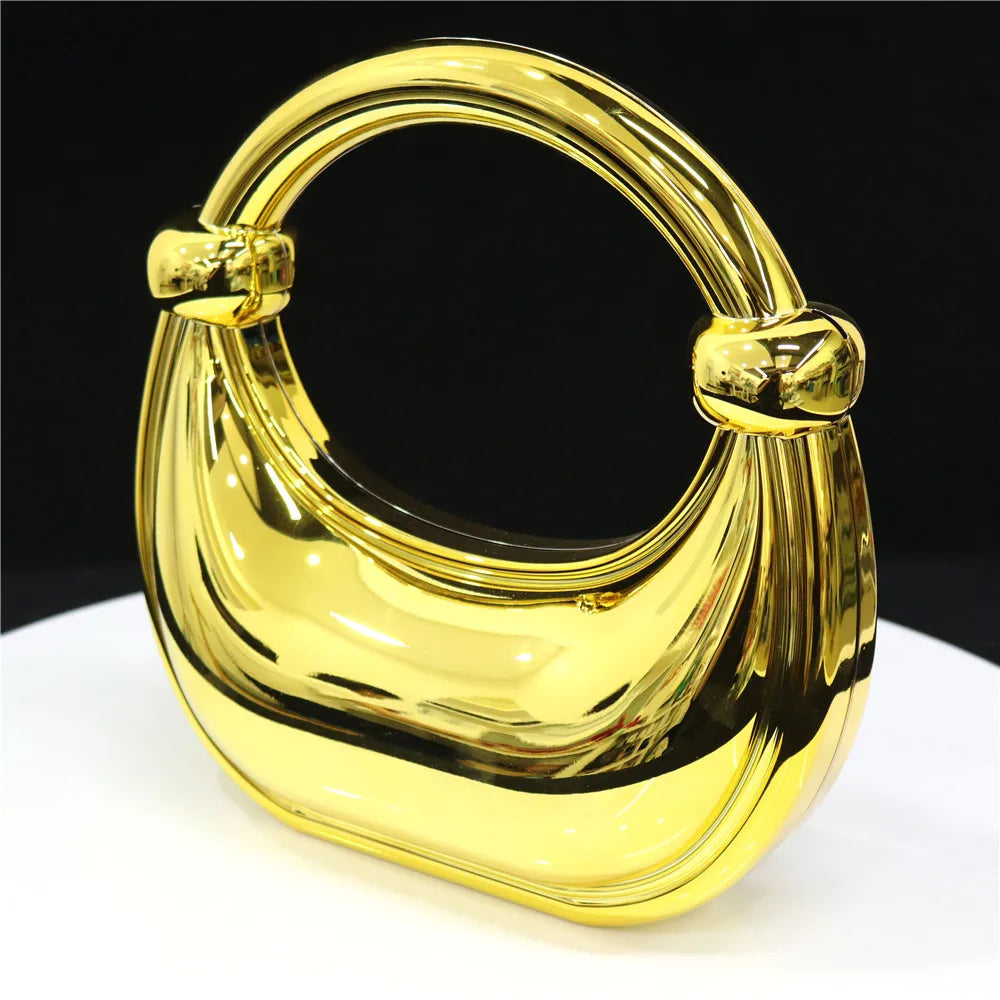 Luxury Designer Evening Clutch Acrylic Women Handbags Fashion Shoulder Bag Half Moon Wedding Purses Party Tote Ladies
