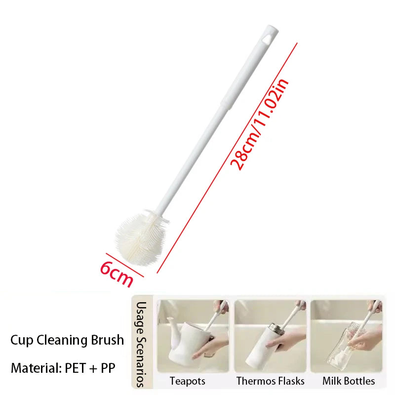 Long Handle Cup Brush,Kitchen Glass Bottle Cleaning Brush,Milk Bottle Tea Cup Scrubber,No-Electricity Required Cleaning Tool