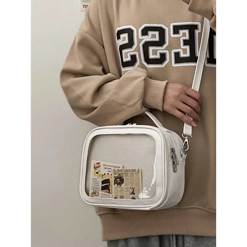 Japanese Kawaii Small Itabag Women Laser Reflection Crossbody Bags School Girls Shoulder Bag Transparent Bag Ita Bag JK Handbags