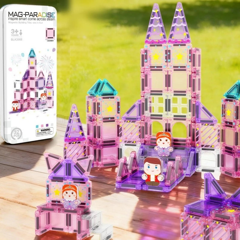 Mini Magnetic Building Blocks for Children, Portable Magnetic Toys with Bright Colors and Fun Designs, Birthday and Holiday Gift