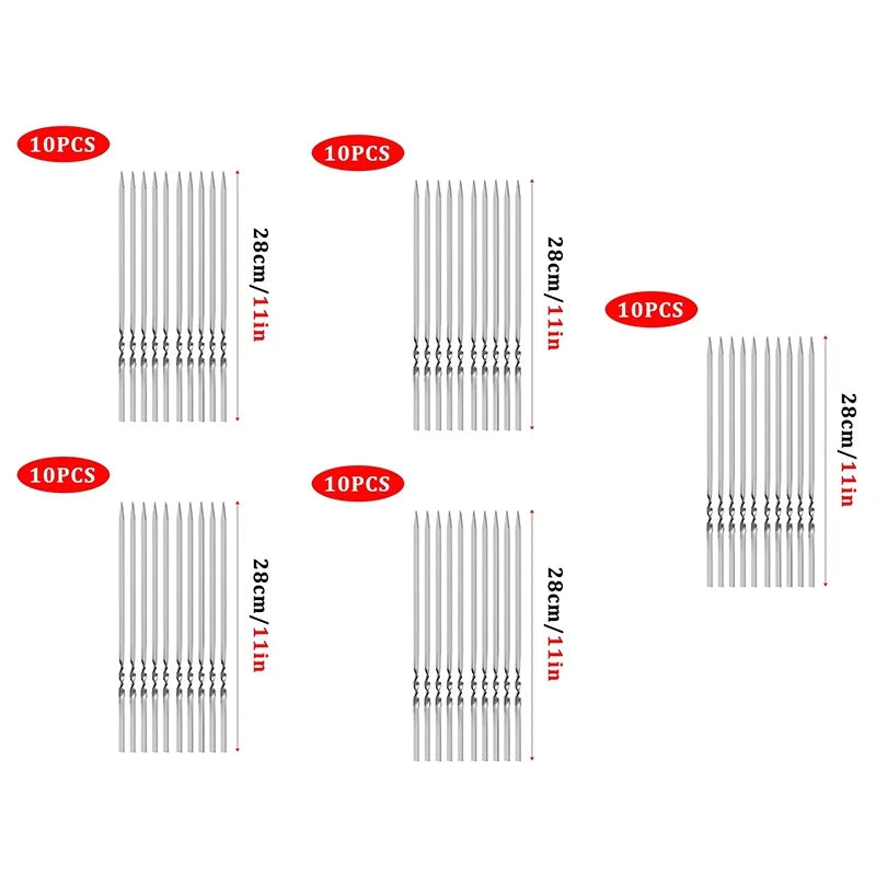 10/20/50Pcs Stainless Steel Barbecue Skewers, Reusable BBQ Kebab Skewers for Outdoor Camping, Picnic Tools, Cooking Tools