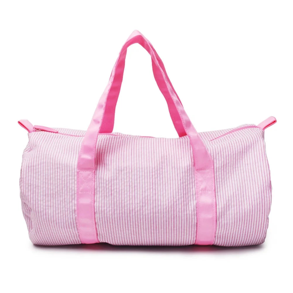 Seersucker Duffle Bag For Kids Travel Overnight Bag Carry On Lightweight Weekender Bag For Boys and Girls Back To School Gifts