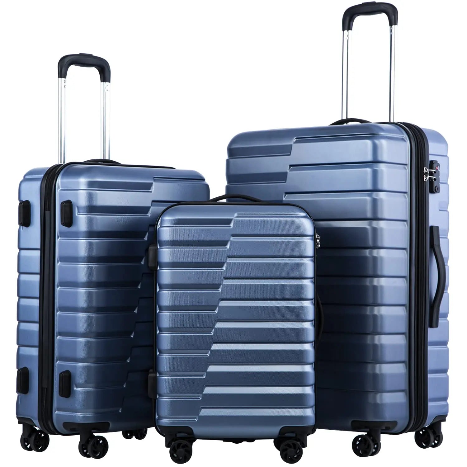 3 Piece Lightweight Expandable Hard Shell Luggage Set Large Checked Suitcase Spinner Wheels, Customized
