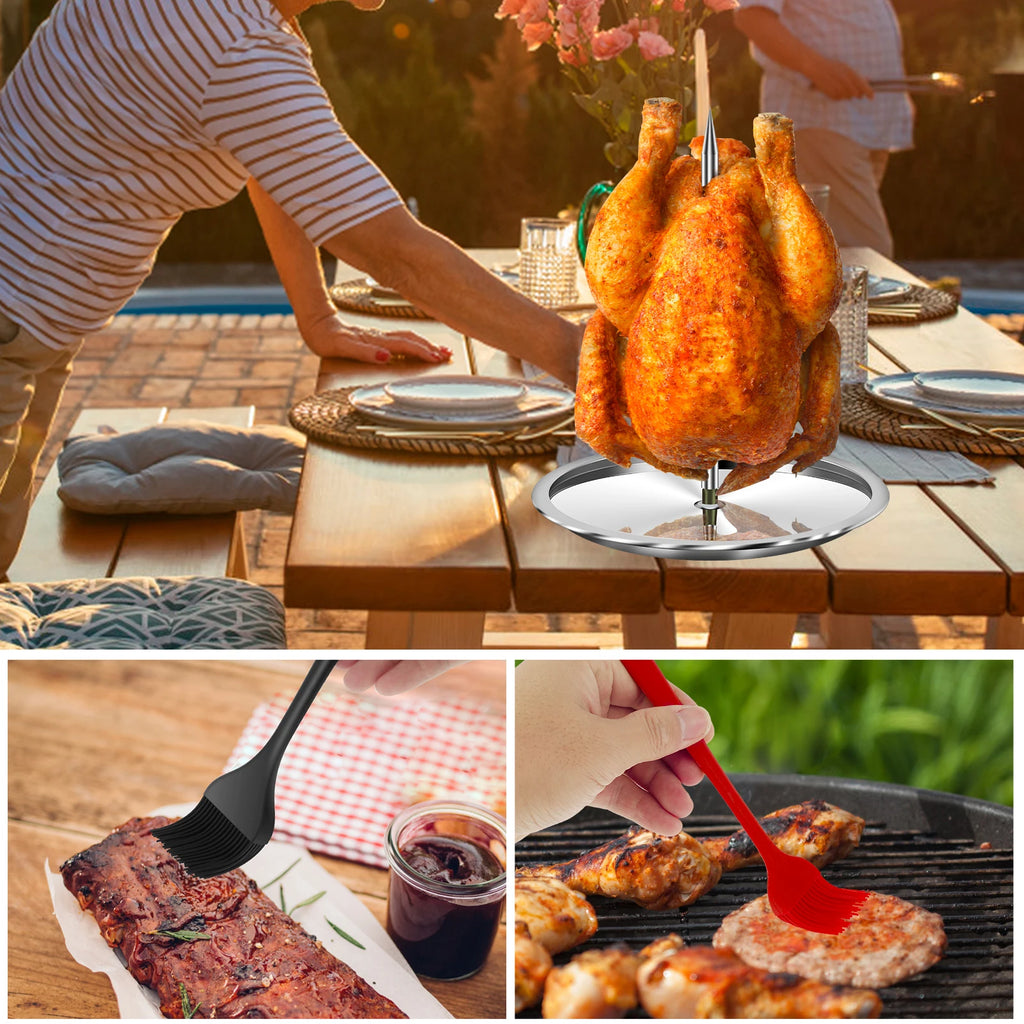Vertical Skewer for Grill Stainless Steel Pastor Skewer with 2 Removable Vertical Spit Stand Dishwasher Barbecue Grilling Tools