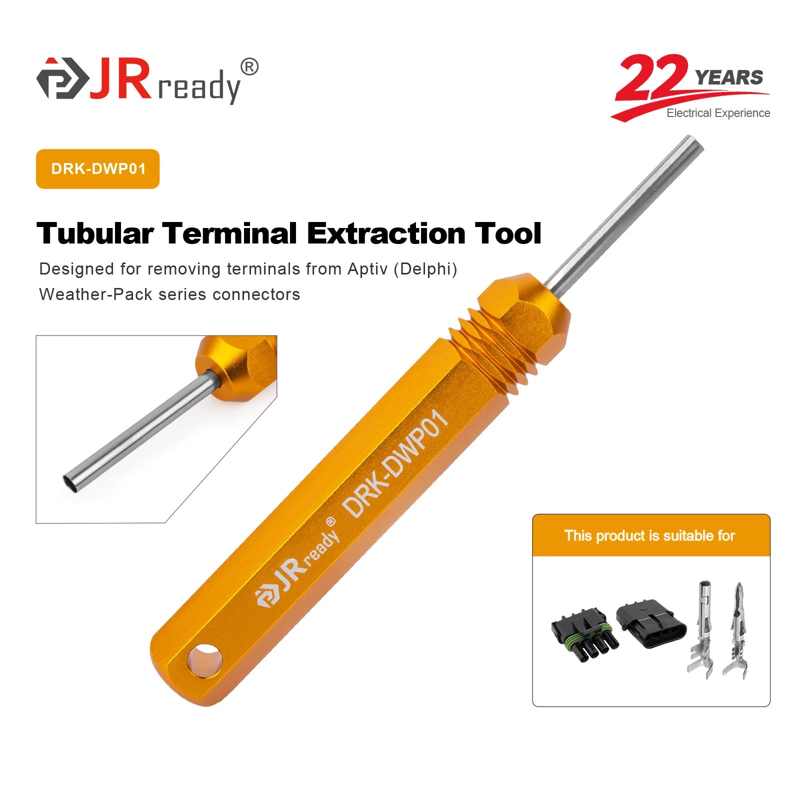 JRready DRK-DWP01 Pin Removal Tool for Weather Pack Metri Pack series connector harness terminals and connector crimp pin