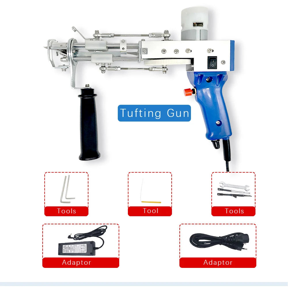 Tufting Gun 2 in 1 Set Electric Carpet Tufting Gun Electric Carpet Tapis Knitting Tufting Pistol Weaving Flocking Rug Machine