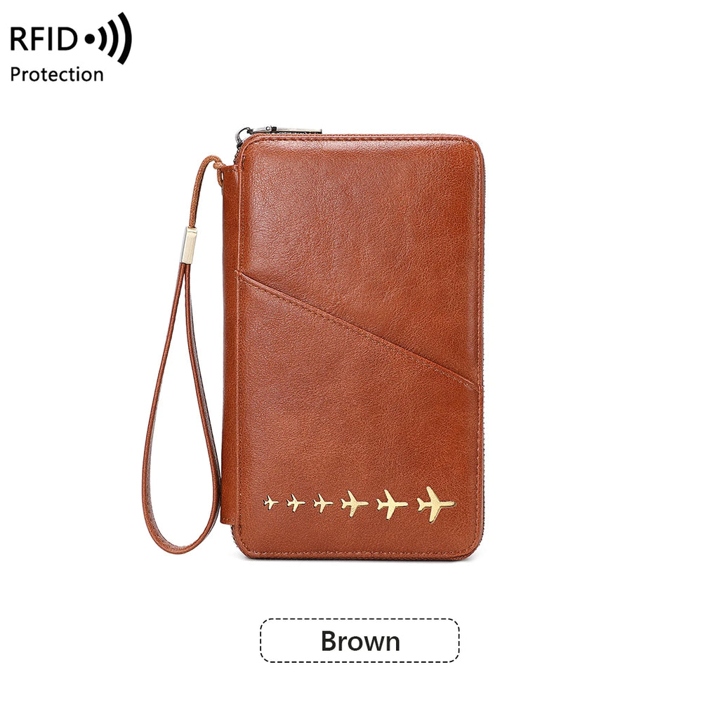 New Family Passport Holder Wallet RFID Blocking Travel Document Storage Bag Women Men Multifunctional PU Leather Passport Wallet