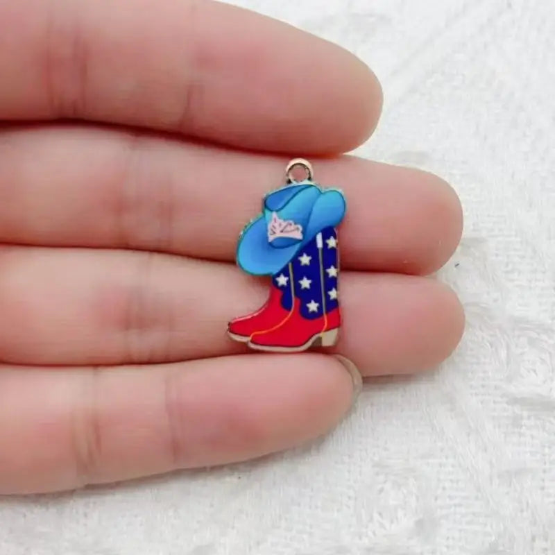 12pcs Western Cowboy Boots Hat Pendant DIY Accessories Pendant Earrings Keychain Necklace Bracelet Accessories