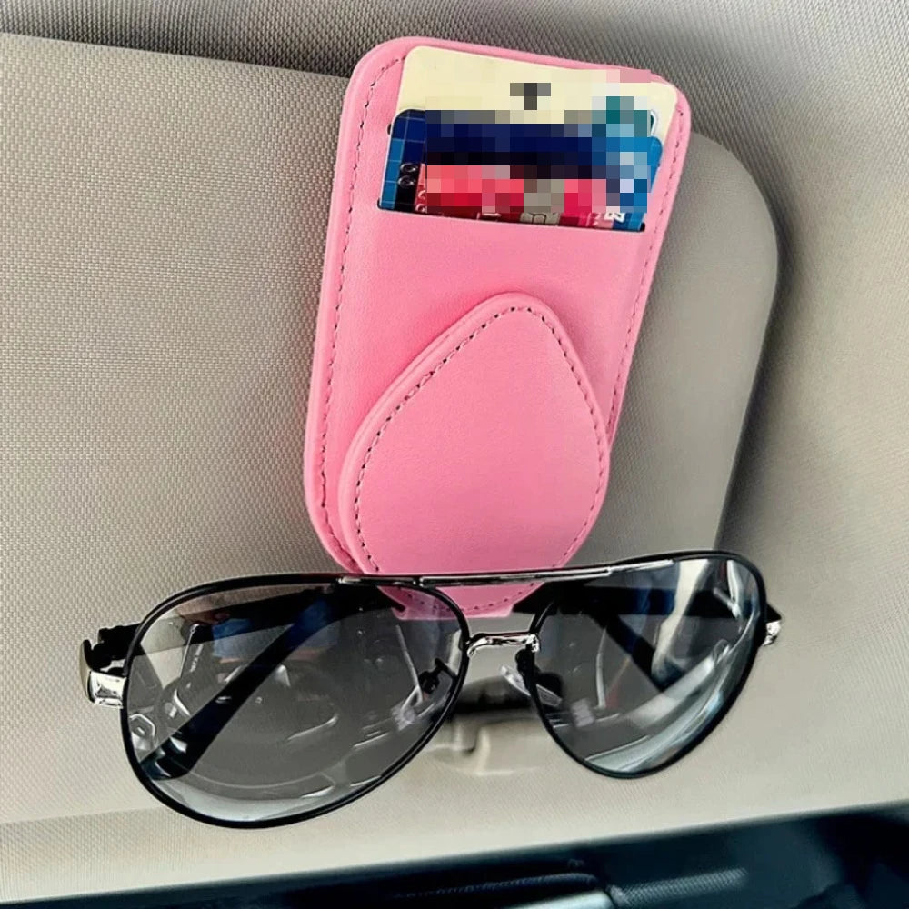 Car Sun Visor Glasses Holder - Multifunctional Sunglasses Clip, Card Ticket Organizer & Pen Case for Women