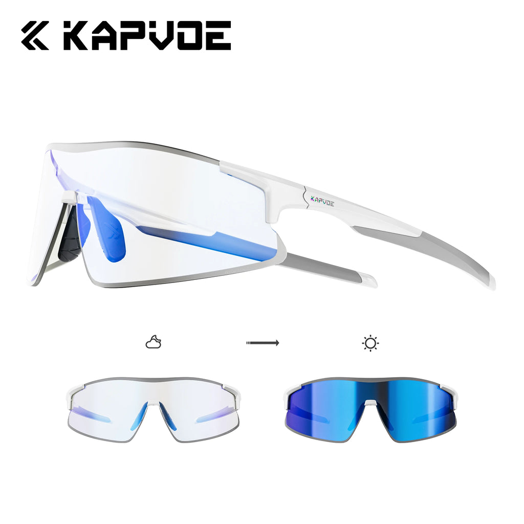 Kapvoe New Photochromic Running Sunglasses Men Women Marathon Ultralight Outdoor Sports Cycling Hiking UV400 Climbing Goggles