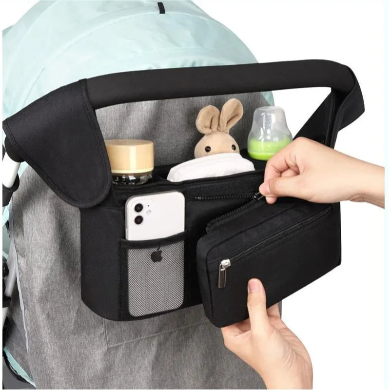 Baby Stroller Carry Bag Large Capacity Mummy Storage Bag Phone Bottle Holder Pram Diaper Bags Stroller Accessories for Travel