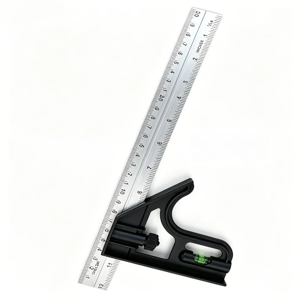 Plastic Base, Metal Aluminum Combination Square with Movable Horizontal Scale, Suitable for 90° and 45° Angle Marking