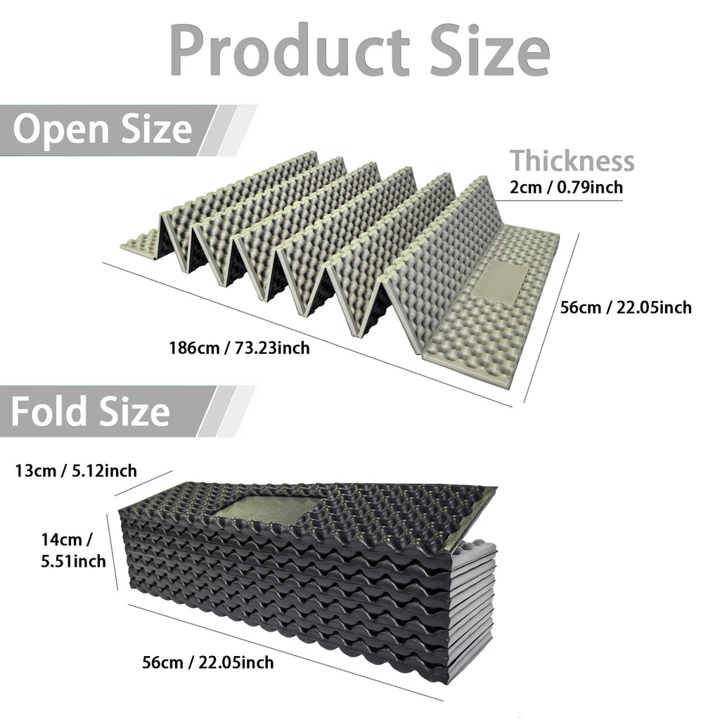 Portable Foldable Egg Crate Foam Pad Thickened Aluminum Foil Sleep Mat Moisture Proof Insulation Mat for Travel Picnic Camping