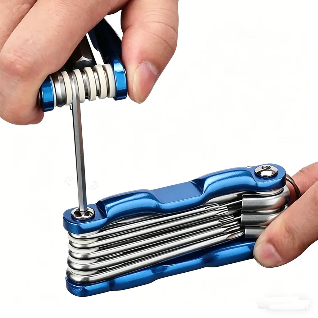 8-in-1 folding hexagonal wrench CR-V material multi-functional folding wrench for cycling/work Portable hand tool set