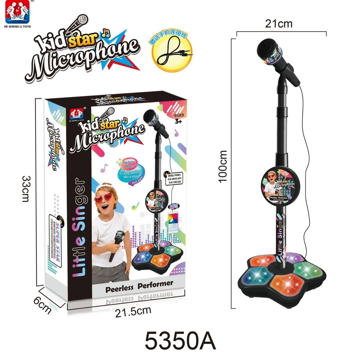 5350a Toys Witch Hunters Microphone With Adjustable Stand Led Lights Support Mp3 Playback Karaoke Singing Music Performance Gift