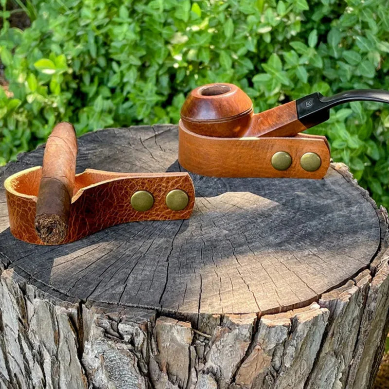 Leather Stand Rack Holder Rest for Tobacco Smoking Pipe for Smoking Pipes Exclusive Designed for Pipe Smokers cigar holder Gifts