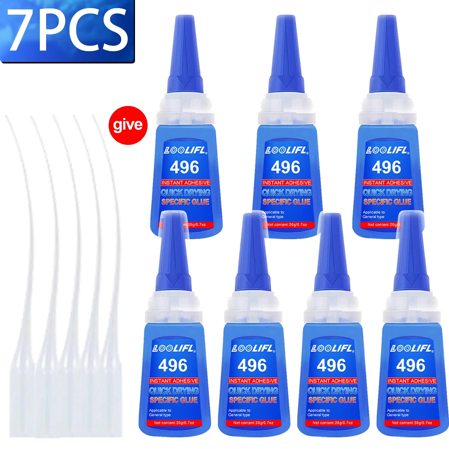 LOOLIFL 496 Super Glue Instant Quick-drying Cyanoacrylate Adhesive Leather Rubber DIY Wood Metal Strong Bond Liquid Glue Tool