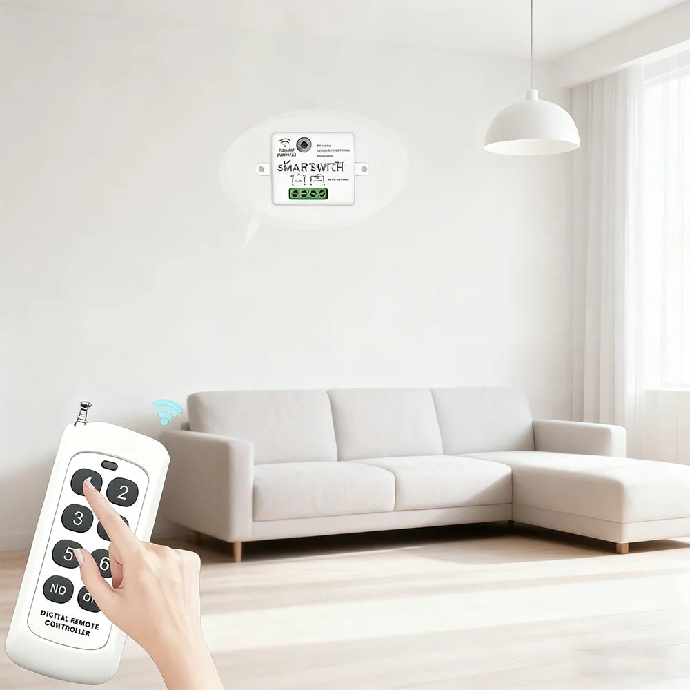 Mini Wireless Smart Light Switch with Remote Control 1000M Distance 433 Mhz RF Relay Receiver 220V Swi