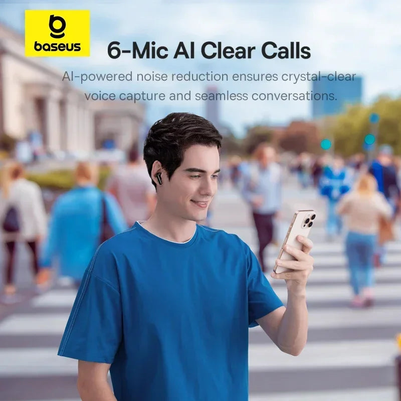 Baseus EP10 Pro ANC Earbuds Wireless Bluetooth 6.0 Earphones 50dB Realtime Adaptive Headphones 6 Mic Hi-Res LDAC IP55  Ear Buds