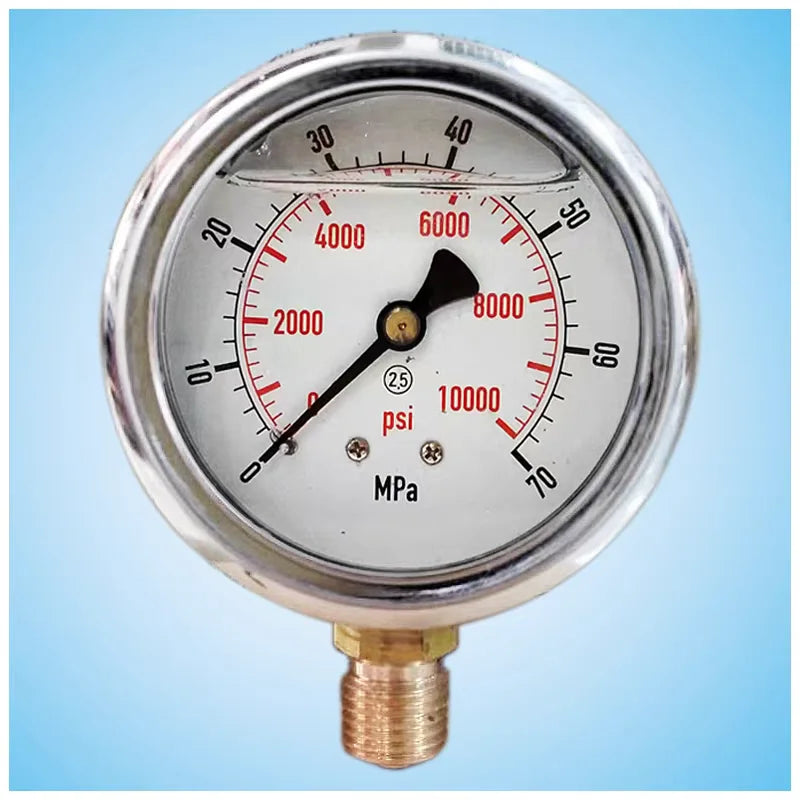 JIVTO 2" Glycerine-Filled Compound Pressure Gauge, 1/4" NPT Lower Mount, -30inHg to 600 PSI/Bar, Dual Scale, Shockproof,