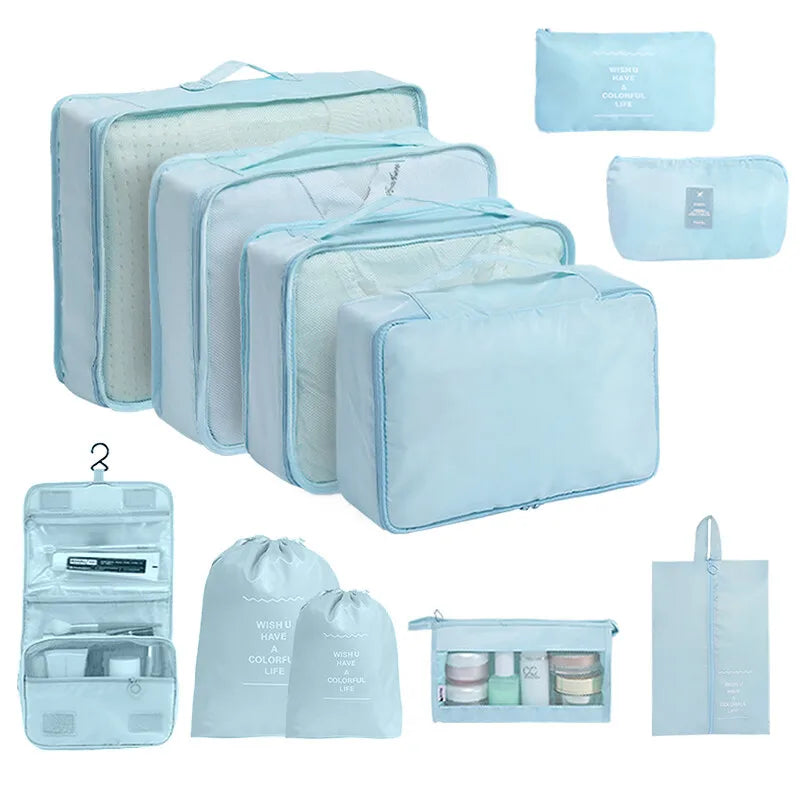 7/8/9/10/11 Pcs Set Travel Organizer Storage Bags Suitcase Packing Cubes Set Cases Portable Luggage Clothes Shoe Tidy Pouch