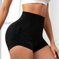 Seamless high-elastic side ruched yoga shorts - women's high-waisted tummy control, butt-lifting, and peach hip shaping