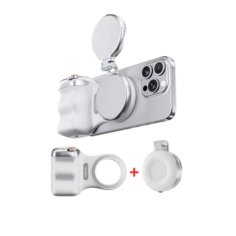 TELESIN Magnetic Phone Camera Shoot Hand Grip Phone Holder Shooting Aid Remote Control Handle for Iphone HUAWEI SAMSUNG Phone