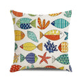 Ocean breeze and small fish pattern Double-sided Printed pillow cover Short plush Suitable living room sofas throw cushion cover