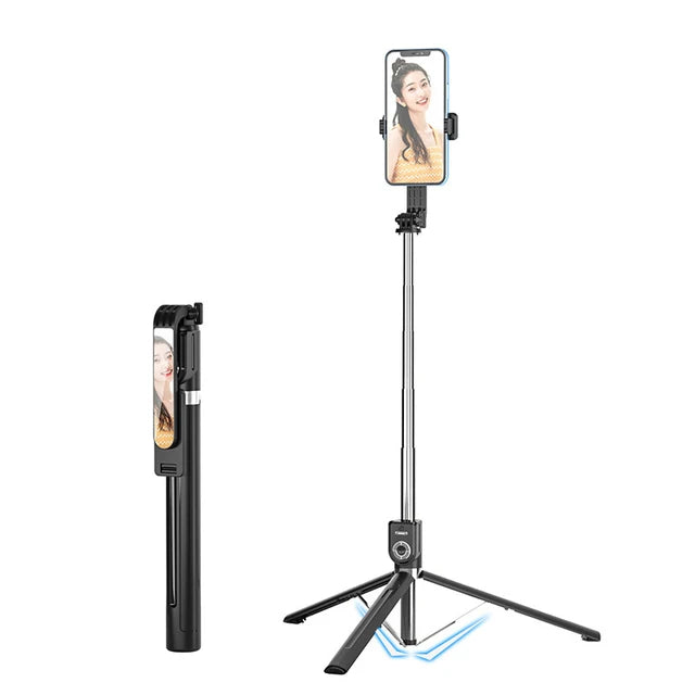 1.7M Extendable live Tripod Selfie Stick Support LED Ring Dual light mirror Stand 4 in 1 Phone Mount for Android IOS Cell Phone
