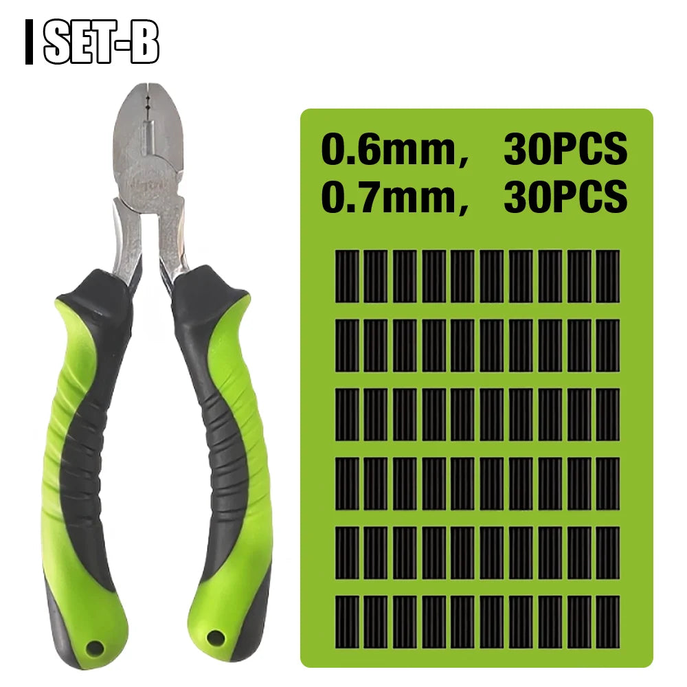 Multi-Functional Fishing Pliers, Fishing Line Crimping Pliers, Chod Hook Remover, Includes 30 0.6mm and 30 0.7mm Crimping Rings