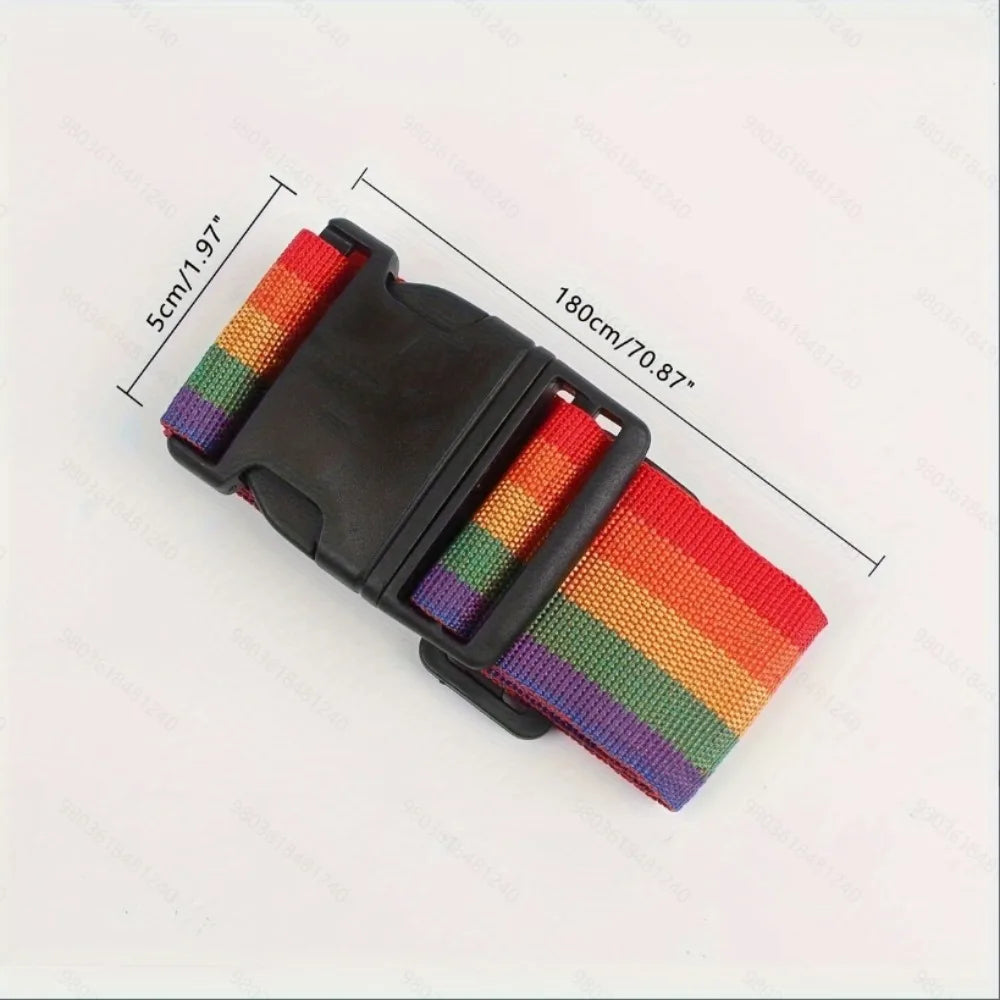 1/2 pcs Suitcase Belts, Adjustable Luggage Straps, Bright Colors Travel Packing Straps with Quick Release Buckle (Rainbow)